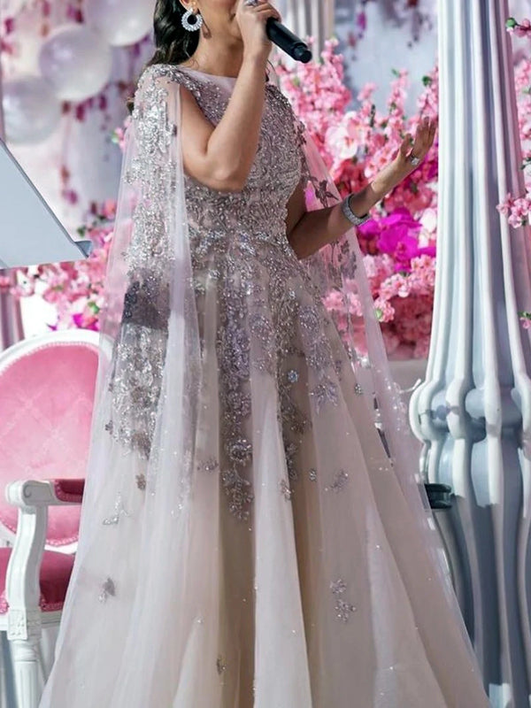 SILIWEYA Evening Party Dresses With Cloak Luxury A-line Modest Gowns